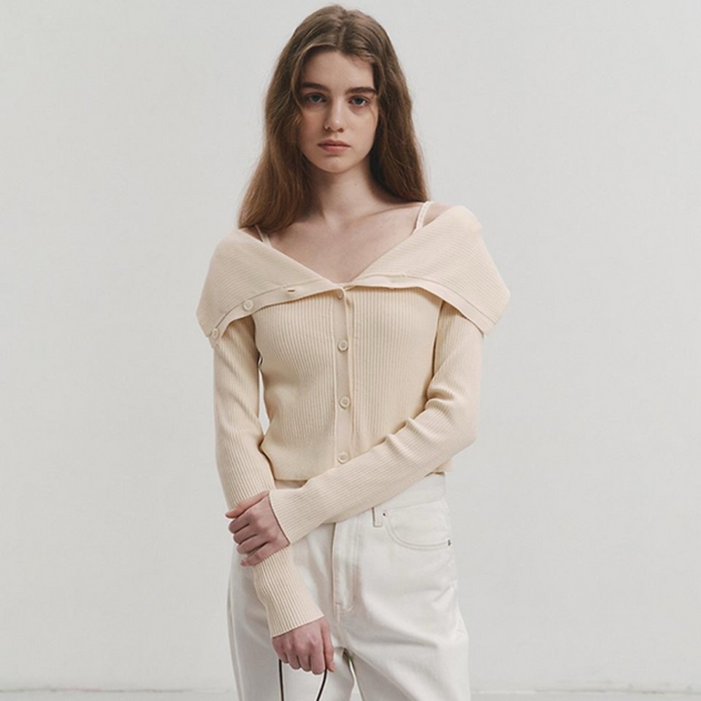 Cream Off-Shoulder Women's Sweater